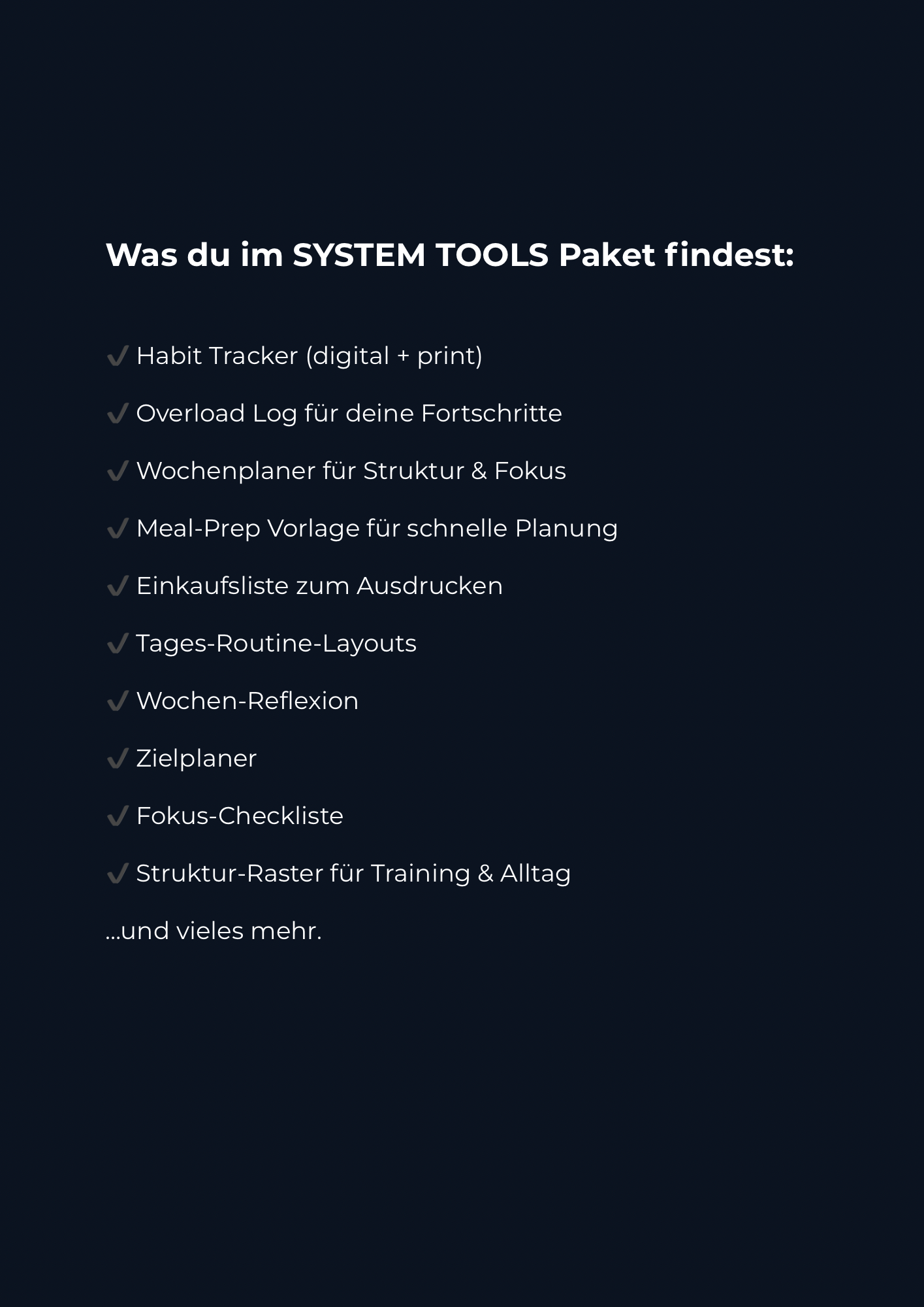SYSTEM TOOLS – Dein Strukturpaket für Alltag & Training